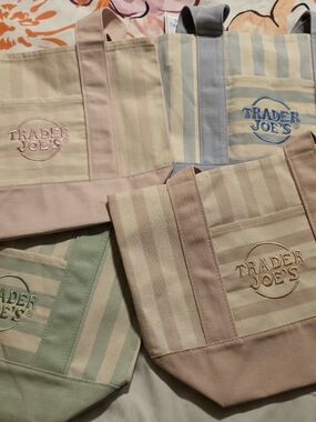 Old Navy Striped Canvas Tote Bag in Pastel Pink, Blue, Green, Cream
